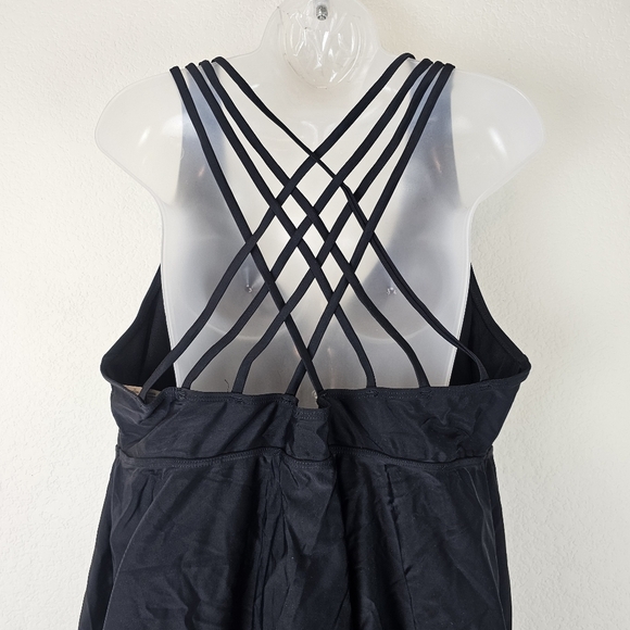 NWT Aqua Eve Black V-Neck Strappy Back Tankini Top Size 20W Swim Paddle Surf - Picture 4 of 8